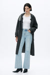 High Rise Wide Leg Denim Jeans With Raw Hem