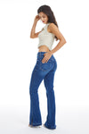 HIGH RISE FLARE JEANS WITH CLEAN HEM BYF1037 INDIGO ROCK