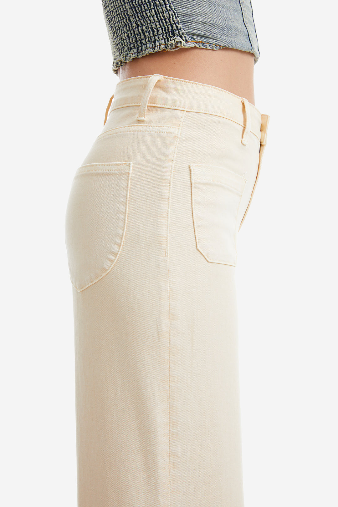 LUNA HIGH RISE WIDE LEG JEANS WITH PATCH POCKET