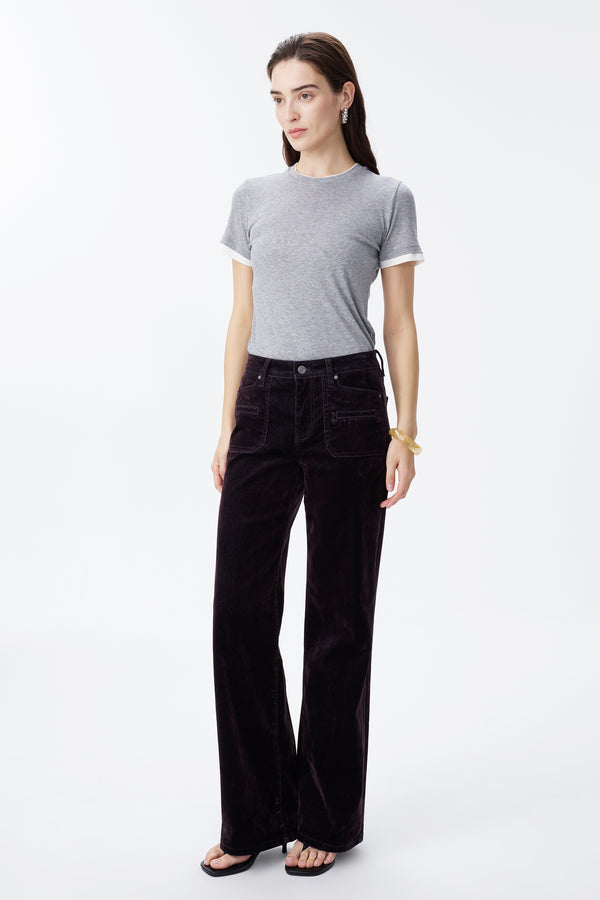 Corduroy Mid Rise Wide Leg Jeans