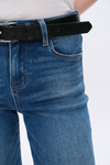 Mid Rise Straight Rolled Leg Denim Jeans