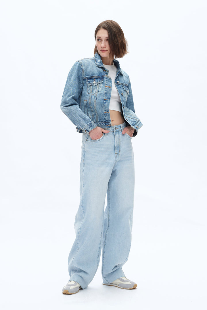 Super High Rise Pieced Barrel Leg Denim Jeans