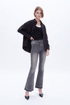 Womens Flare Jeans With Raw Hem-Flare & Bootcut-BAYEAS