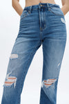 Lisa High Rise Ripped Jeans-Straight-BAYEAS