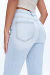 Anna High Rise Frayed Hem Ankle Flare Denim Jeans