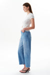 High Rise Cropped Distressed Barrel Leg Jeans
