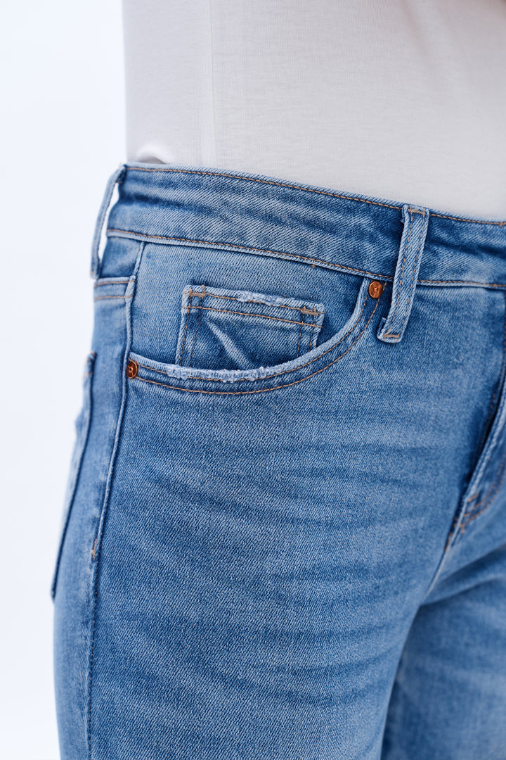 High Rise Slim Straight Denim Jeans