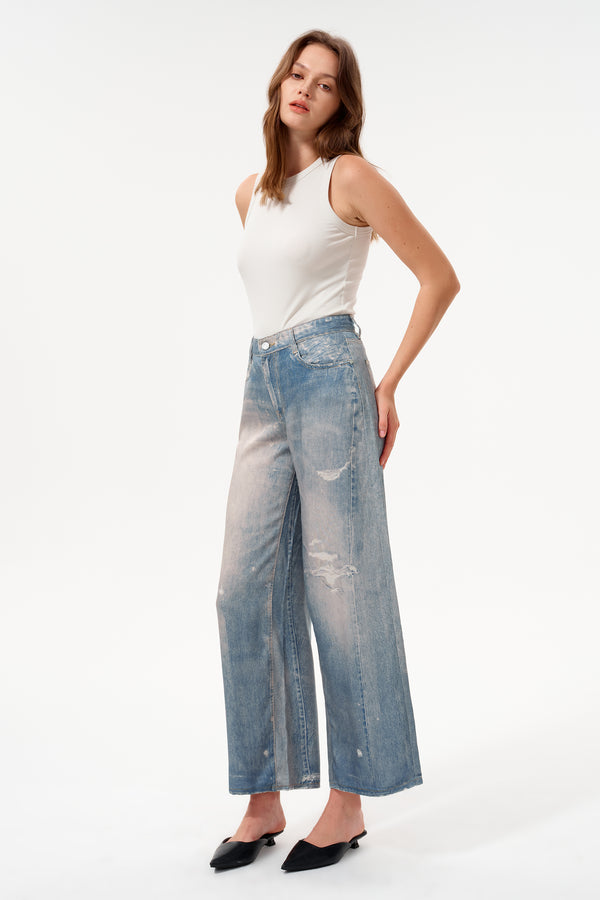 Seoul Mid Rise Wide Leg Jeans