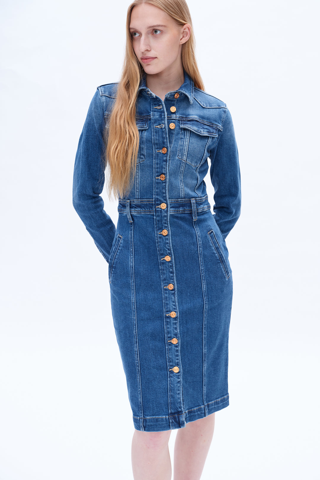 Andrea Long Sleeve Denim Shirt Dress