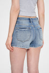 High Rise Ripped Denim Shorts