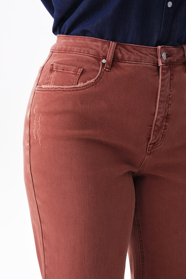 High Rise Cropped Distressed Wide Leg Jeans