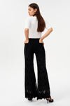 High Rise Lace Rhinestone Wide Leg Jeans
