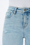 High Rise Wide Leg Denim Jeans With Raw Hem