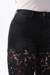 High Rise Floral Embroidered Wide Leg Pants