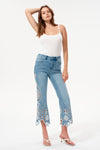 High Rise Embroidered Lace Flare Jeans