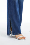 High Rise Wide Leg Denim Jeans With Slit-Wide Leg-BAYEAS
