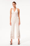 High Rise Ankle Embroidered Lace Straight Leg Pants