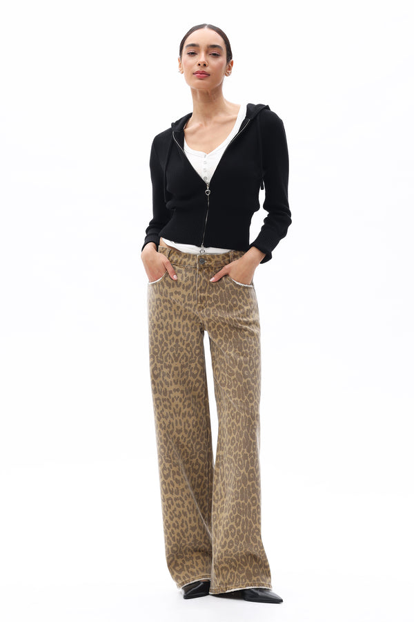 Leopard Print Relaxed Straight Pants