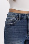 Mid Rise Floral Embroidered Raw Hem Bootcut Jeans