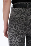 High Rise Leopard Print Wide Leg Denim Jeans