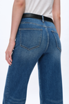 Mid Rise Straight Rolled Leg Denim Jeans