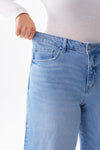Mid Rise Cuffed Wide Leg Jeans