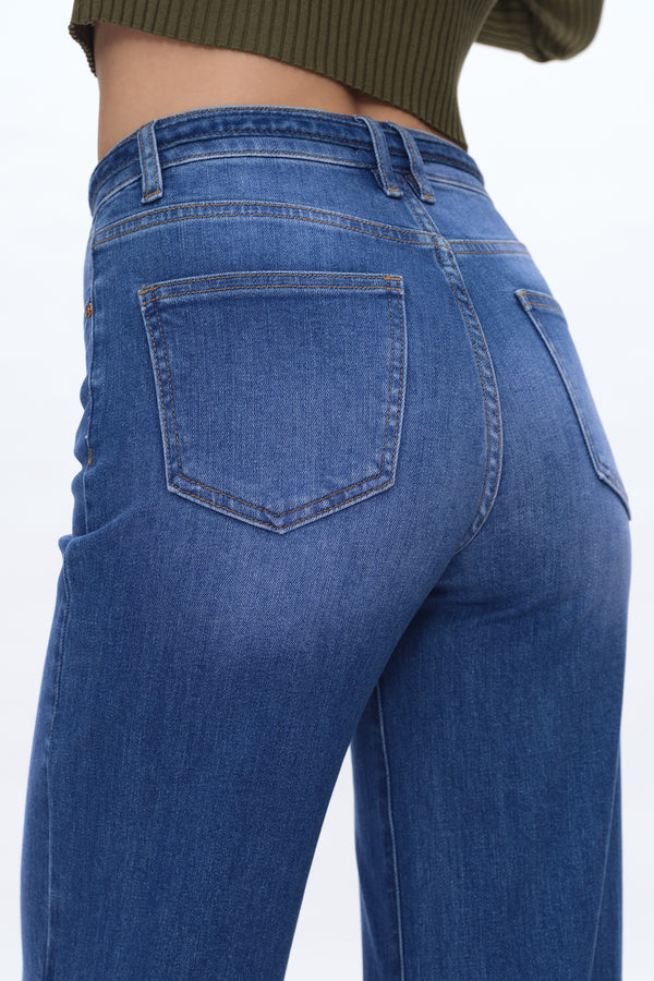 High Rise Relaxed Drawstring Wide Leg Jeans