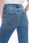 High Rise Straight Denim Jeans With Slit