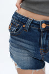 Distressed Raw Hems Denim Shorts-Shorts-BAYEAS