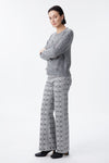 Mid Rise Check Print Wide Leg Pants