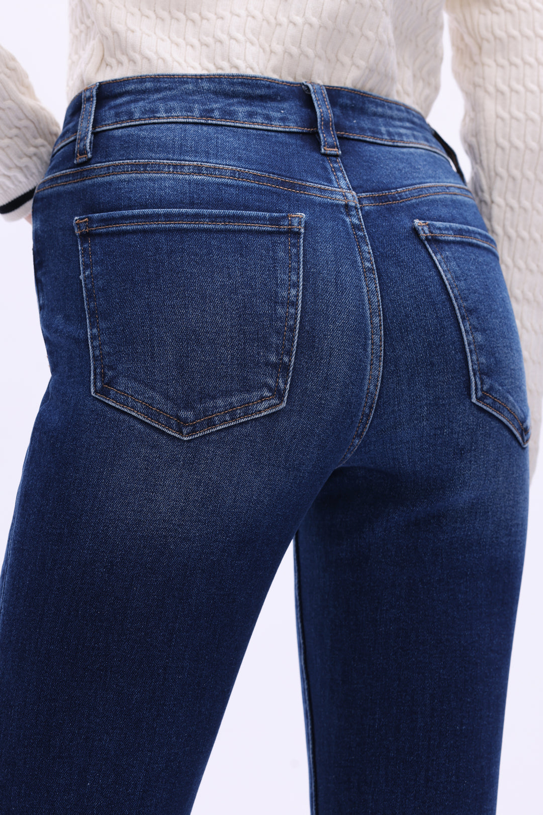 High Rise Flare Denim Jeans With Frayed Hem
