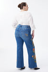 New York High Rise Embroidered Wide Leg Jeans