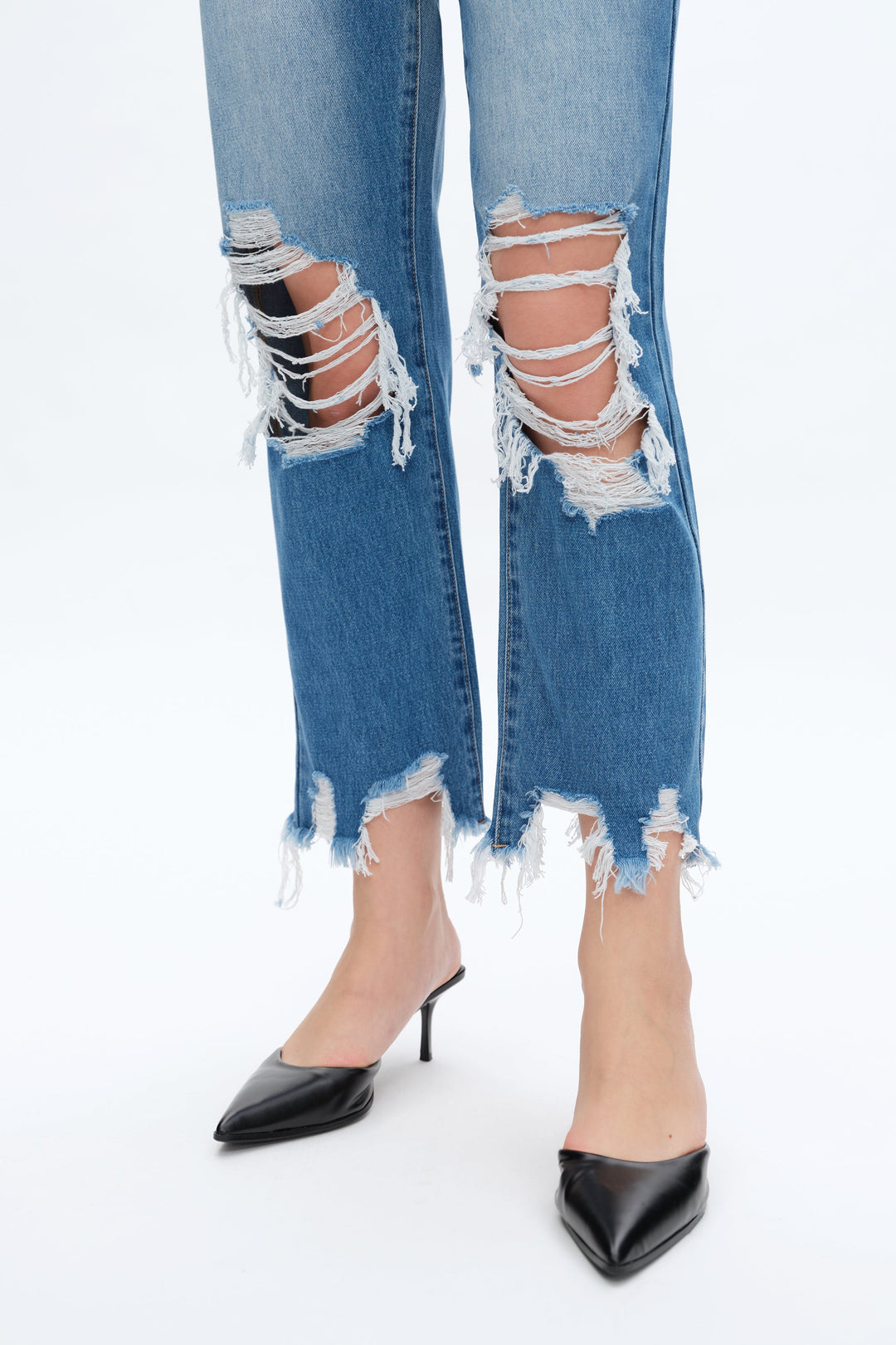 Yoyo High Rise Distressed Cropped Straight Jeans