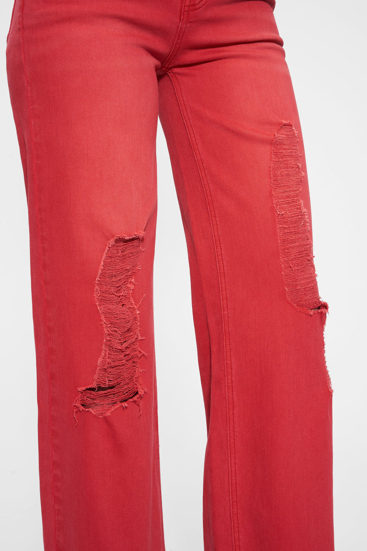 Ally High Rise Distressed Wide Leg Pants