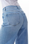 Mid Rise Cuffed Wide Leg Jeans