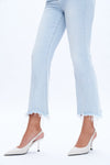 Anna High Rise Frayed Hem Ankle Flare Denim Jeans