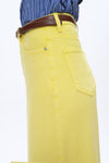 Midi Denim Skirt with Back Slit-Skirts-BAYEAS
