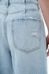 Frayed Hems Drop Crotch Barrel Jeans-Barrel-BAYEAS