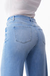 Mid Rise Cuffed Wide Leg Jeans