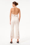 High Rise Ankle Embroidered Lace Straight Leg Pants
