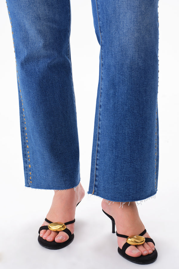 High Rise Ankle Rhinestone Bootcut Jeans