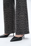 High Rise Leopard Print Wide Leg Denim Jeans