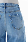 High Rise Cropped Distressed Barrel Leg Jeans