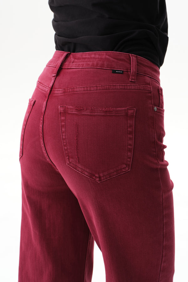 High Rise Cropped Distressed Wide Leg Jeans