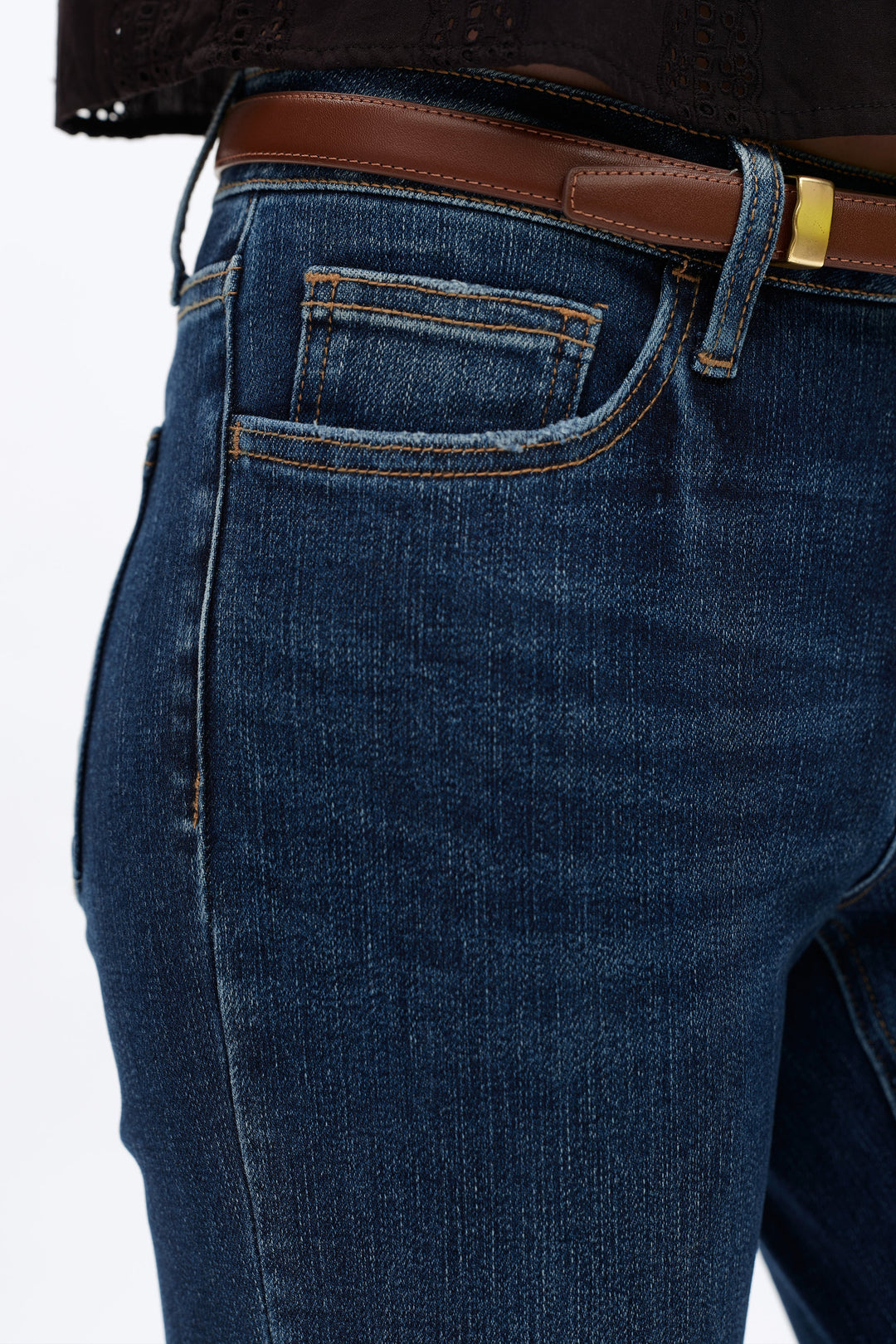 Mid Rise Slim Straight Denim Jeans