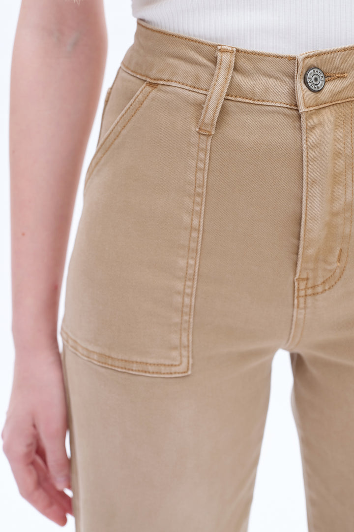 Utility Patch Pocket Wide Leg Denim Jeans
