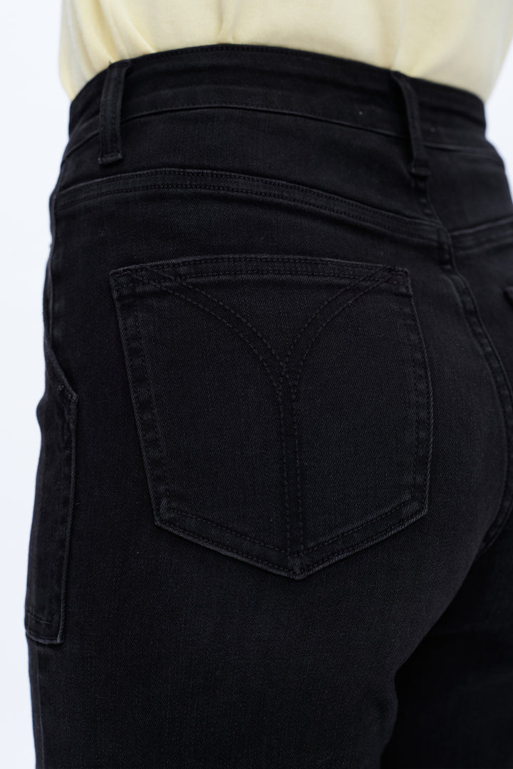 Utility Patch Pocket Wide Leg Denim Jeans