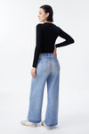 Distressed High Rise Wide Leg Jeans