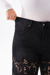 High Rise Floral Embroidered Wide Leg Pants