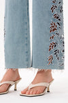 Flora Mid Rise Straight Jeans